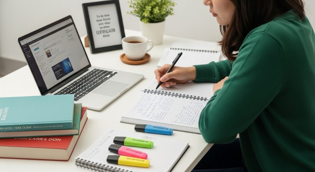 Students focusing on studying for professional qualifications