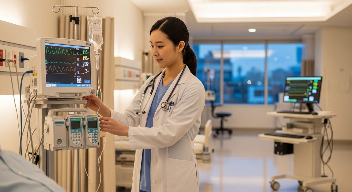 해외 자격증 종류와 관련된 현대적인 미국 병원에서 근무하는 미국간호사 모습