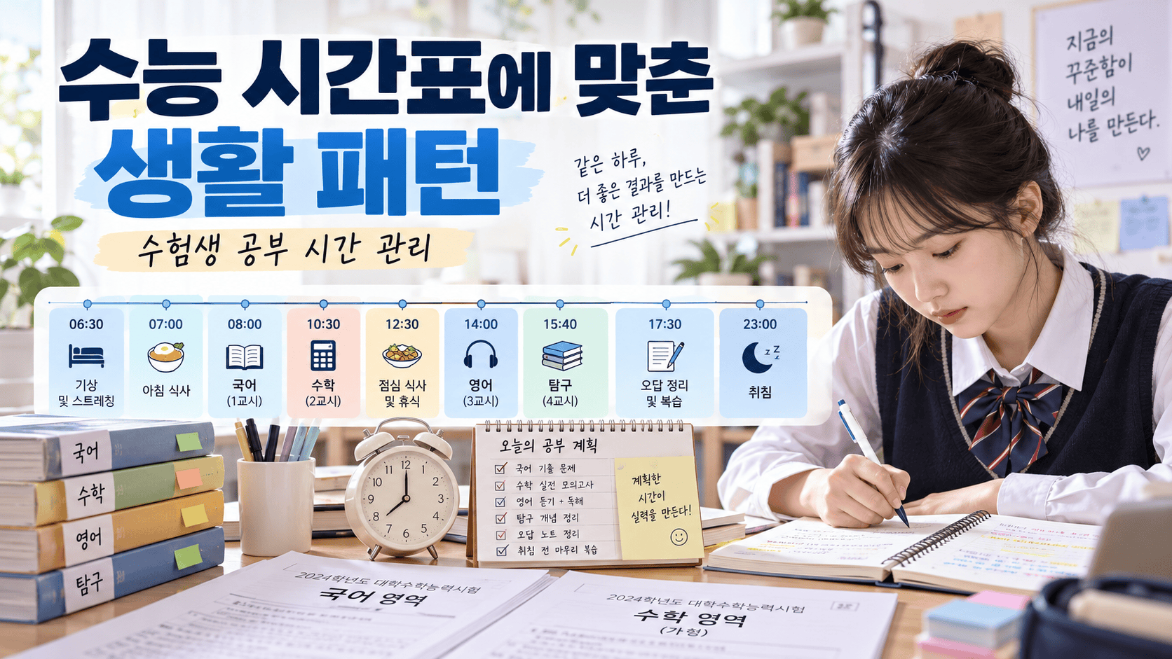 수능 시간표에 맞춘 생활 패턴과 수험생 공부 시간 관리